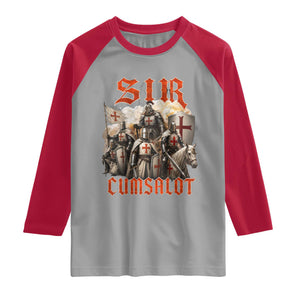 Sir Cumsalot Funny Offensive Knight Meme Bootleg Graphic Raglan Shirt