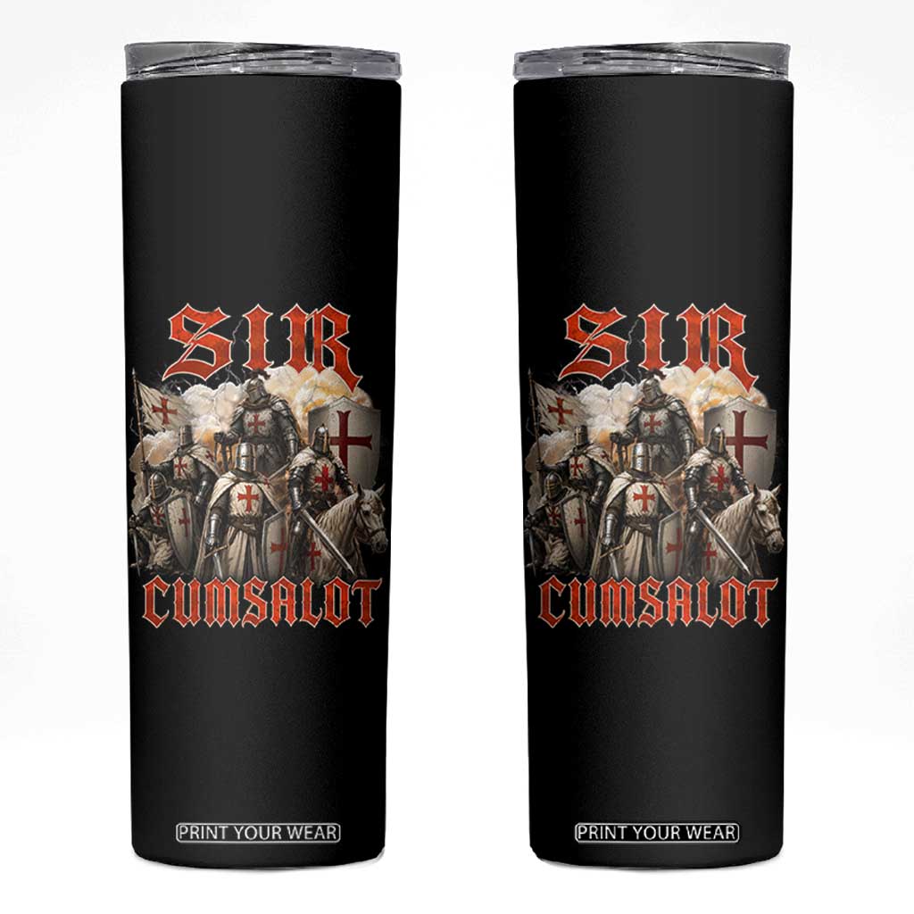 Sir Cumsalot Funny Offensive Knight Meme Bootleg Graphic Skinny Tumbler