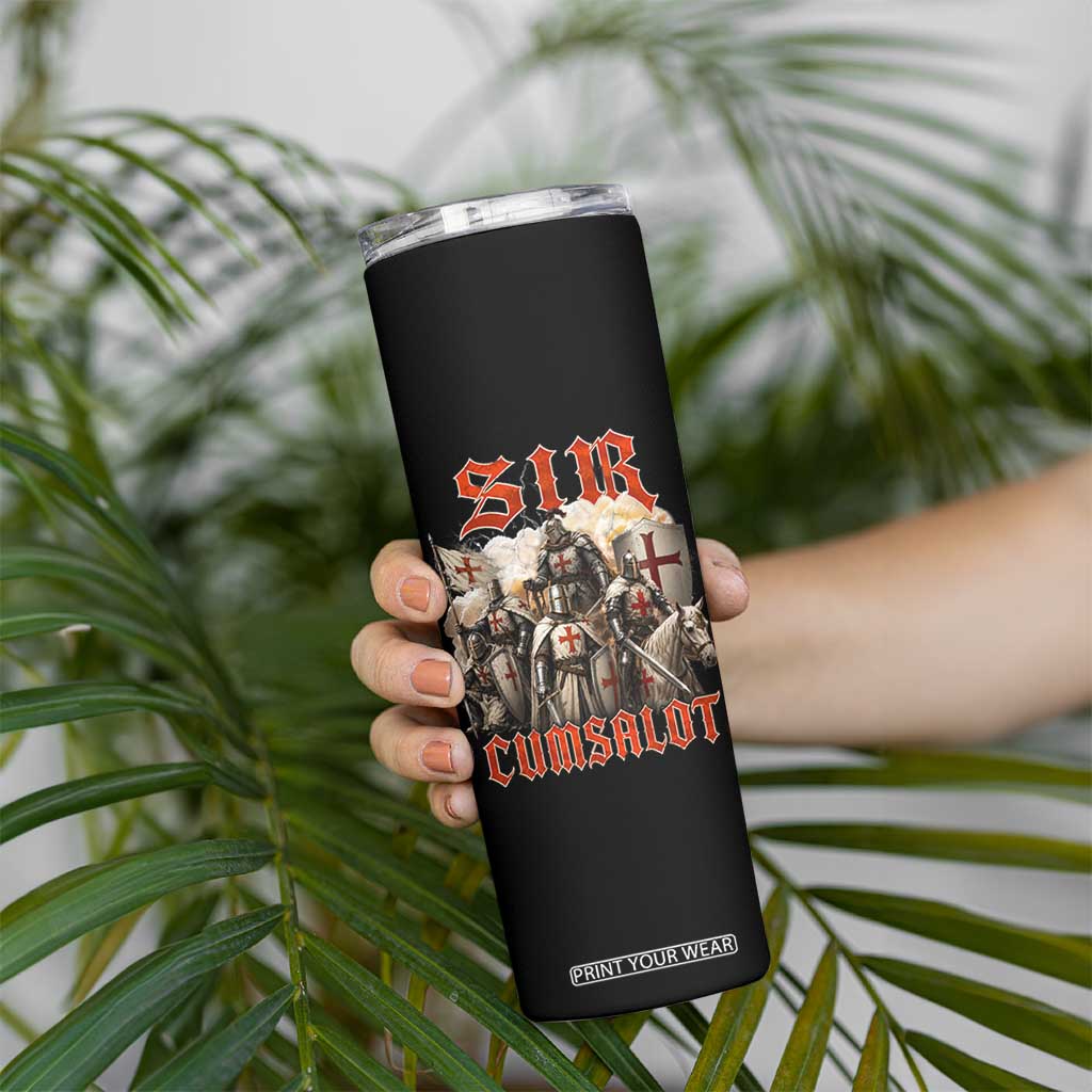 Sir Cumsalot Funny Offensive Knight Meme Bootleg Graphic Skinny Tumbler