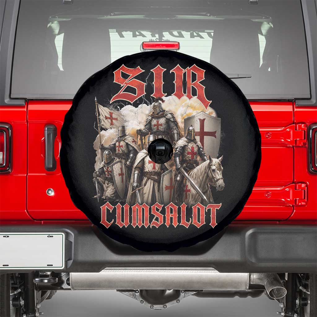 Sir Cumsalot Funny Offensive Knight Meme Bootleg Graphic Spare Tire Cover