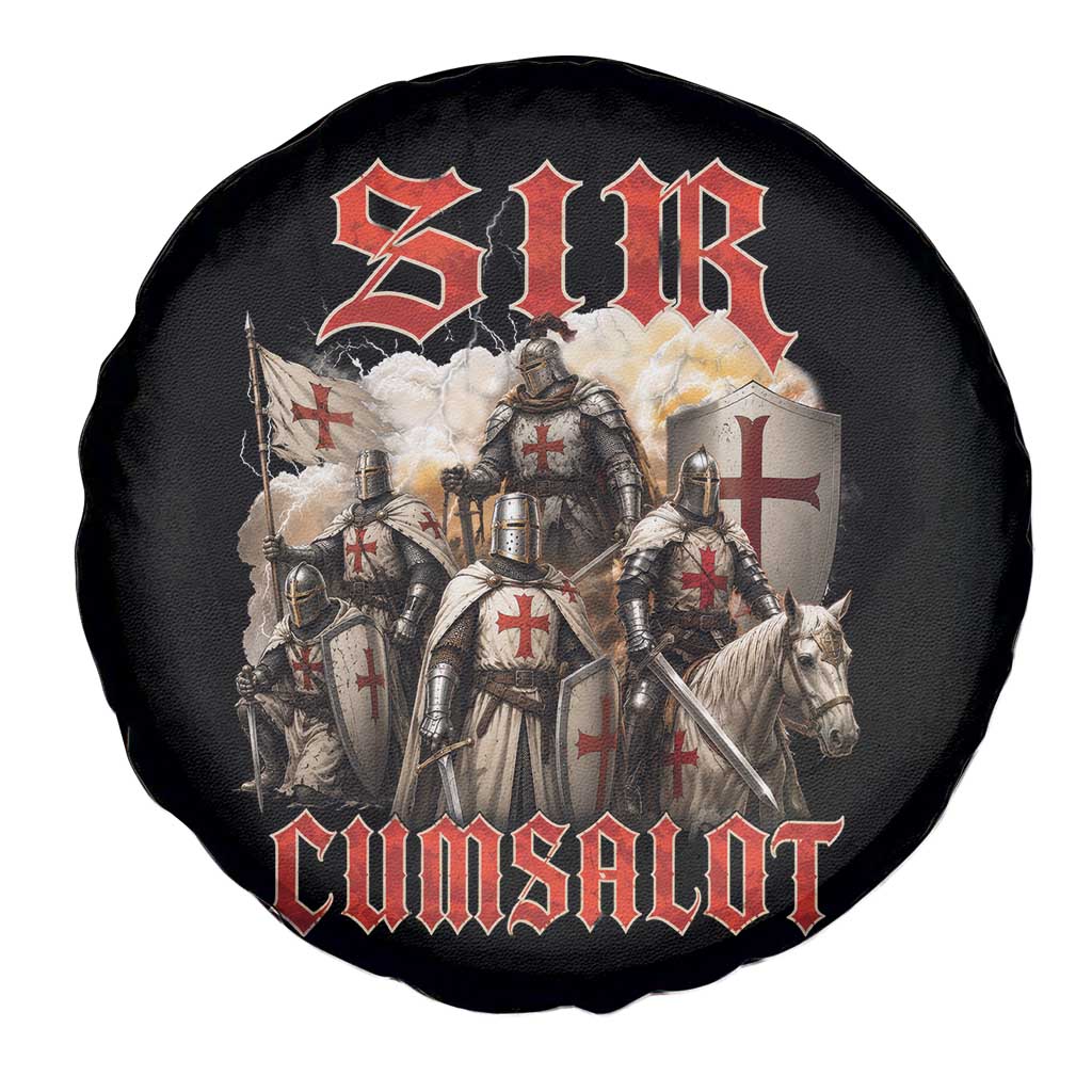 Sir Cumsalot Funny Offensive Knight Meme Bootleg Graphic Spare Tire Cover