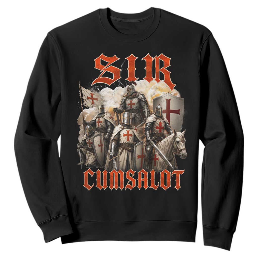 Sir Cumsalot Funny Offensive Knight Meme Bootleg Graphic Sweatshirt