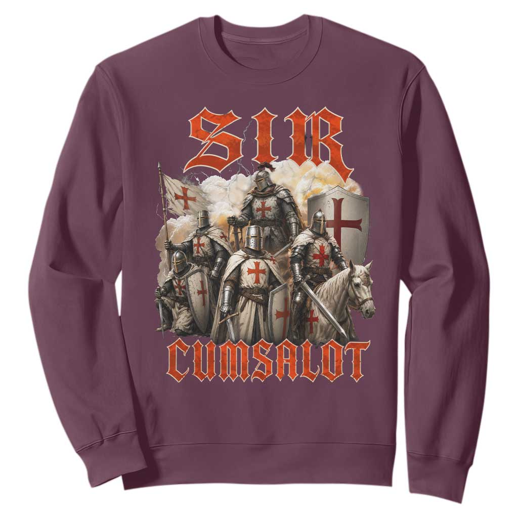 Sir Cumsalot Funny Offensive Knight Meme Bootleg Graphic Sweatshirt