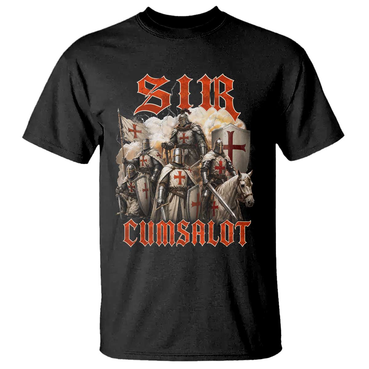 Sir Cumsalot Funny Offensive Knight Meme Bootleg Graphic T Shirt