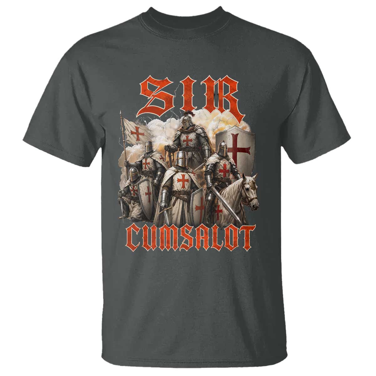 Sir Cumsalot Funny Offensive Knight Meme Bootleg Graphic T Shirt