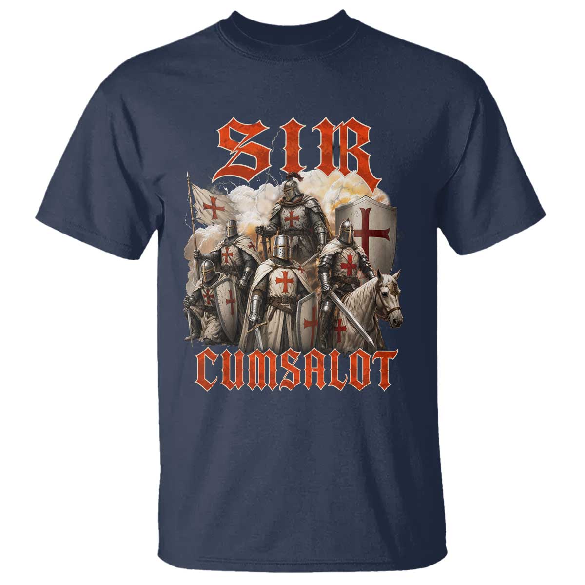 Sir Cumsalot Funny Offensive Knight Meme Bootleg Graphic T Shirt