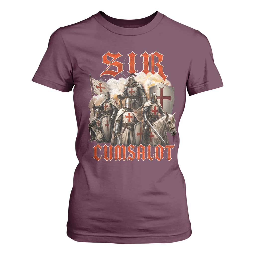 Sir Cumsalot Funny Offensive Knight Meme Bootleg Graphic T Shirt For Women