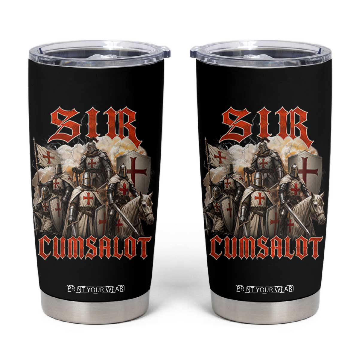 Sir Cumsalot Funny Offensive Knight Meme Bootleg Graphic Tumbler Cup