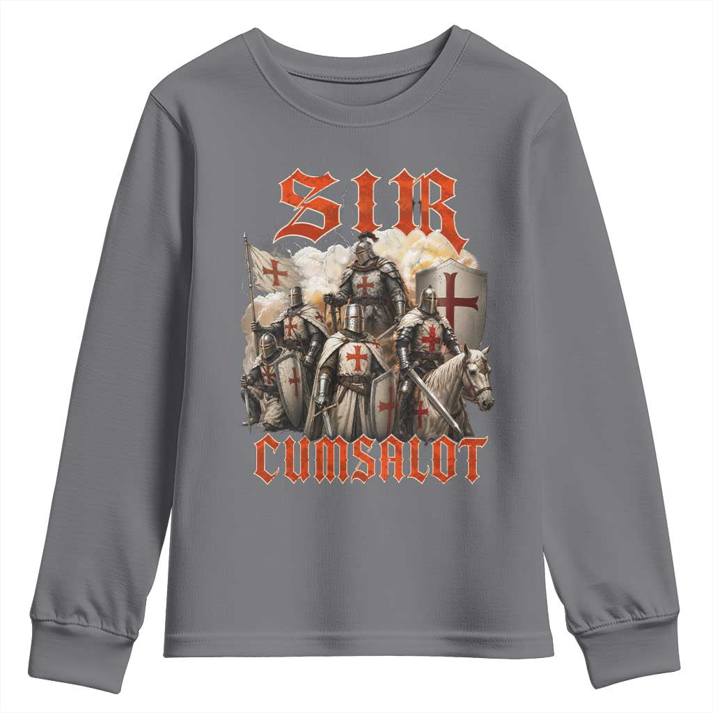 Sir Cumsalot Funny Offensive Knight Meme Bootleg Graphic Youth Sweatshirt