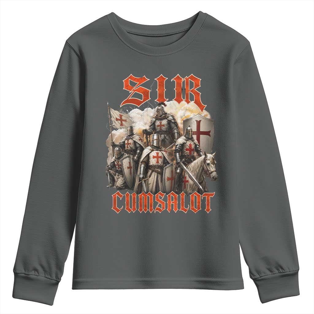 Sir Cumsalot Funny Offensive Knight Meme Bootleg Graphic Youth Sweatshirt