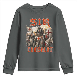 Sir Cumsalot Funny Offensive Knight Meme Bootleg Graphic Youth Sweatshirt