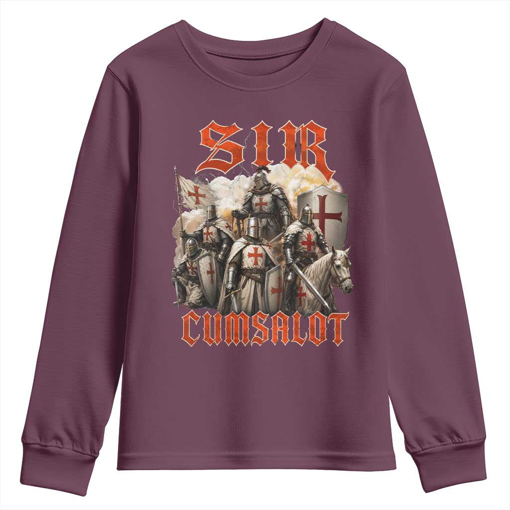 Sir Cumsalot Funny Offensive Knight Meme Bootleg Graphic Youth Sweatshirt