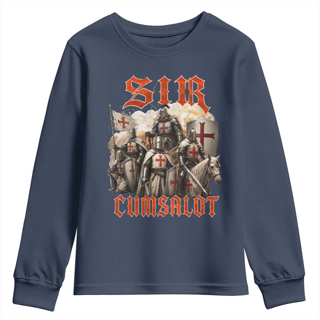 Sir Cumsalot Funny Offensive Knight Meme Bootleg Graphic Youth Sweatshirt