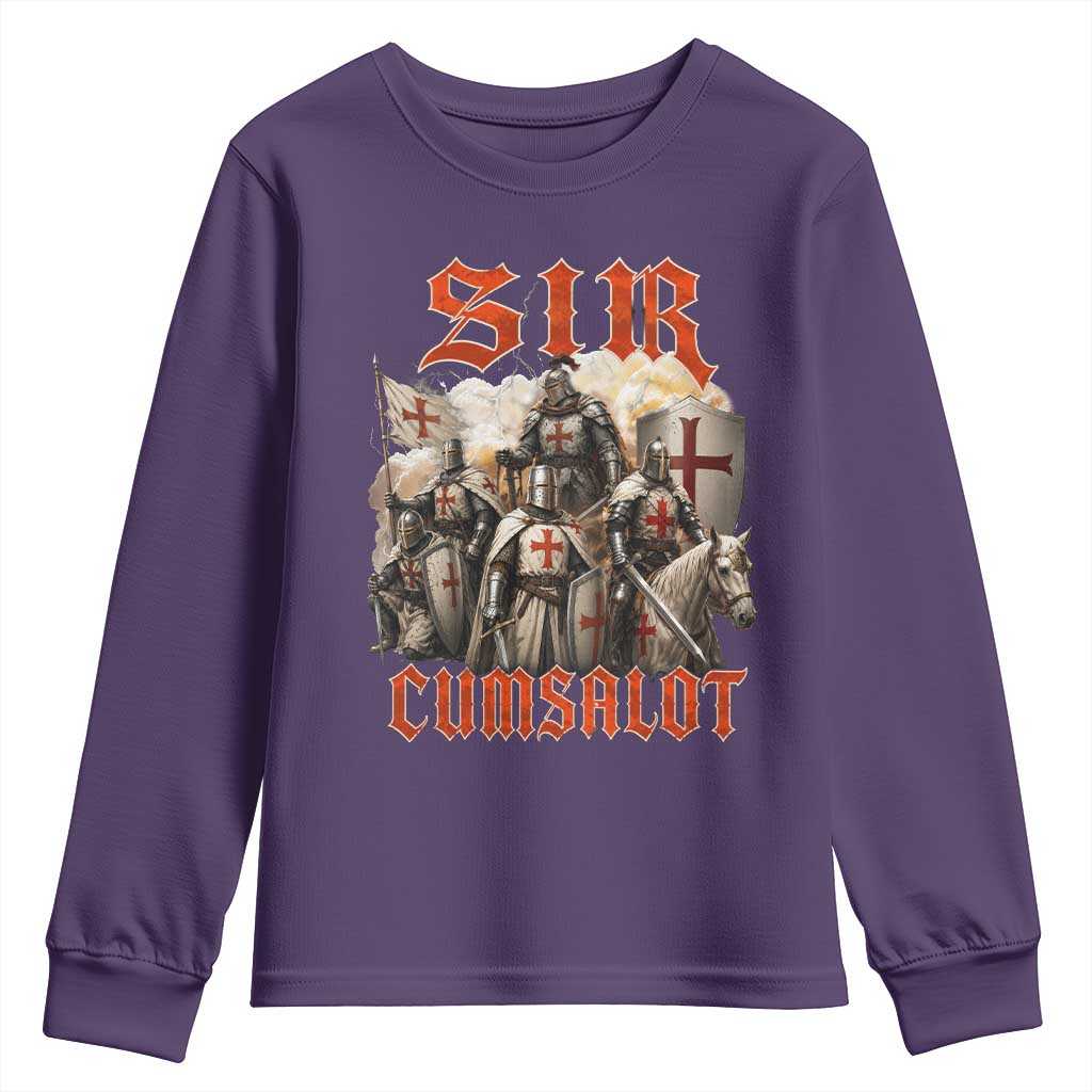 Sir Cumsalot Funny Offensive Knight Meme Bootleg Graphic Youth Sweatshirt