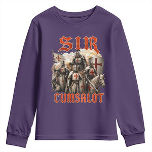 Sir Cumsalot Funny Offensive Knight Meme Bootleg Graphic Youth Sweatshirt