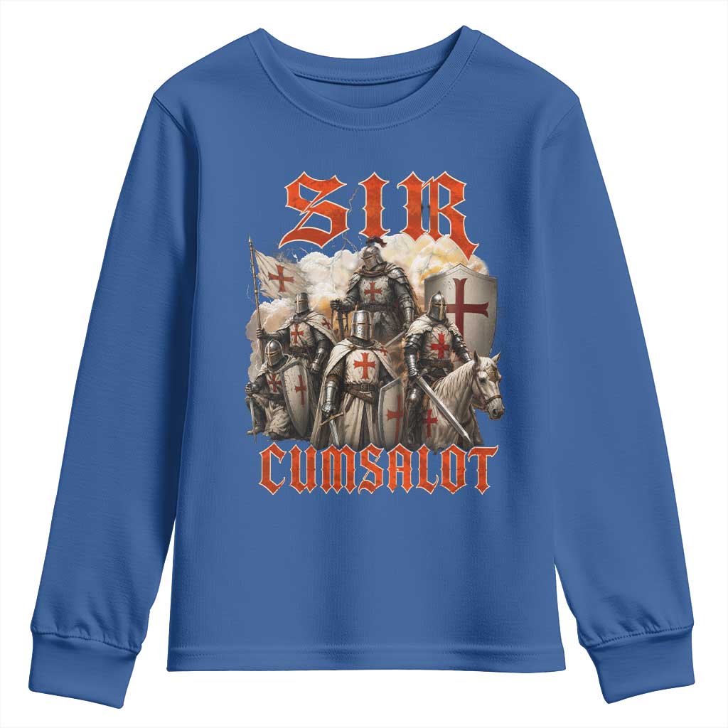 Sir Cumsalot Funny Offensive Knight Meme Bootleg Graphic Youth Sweatshirt