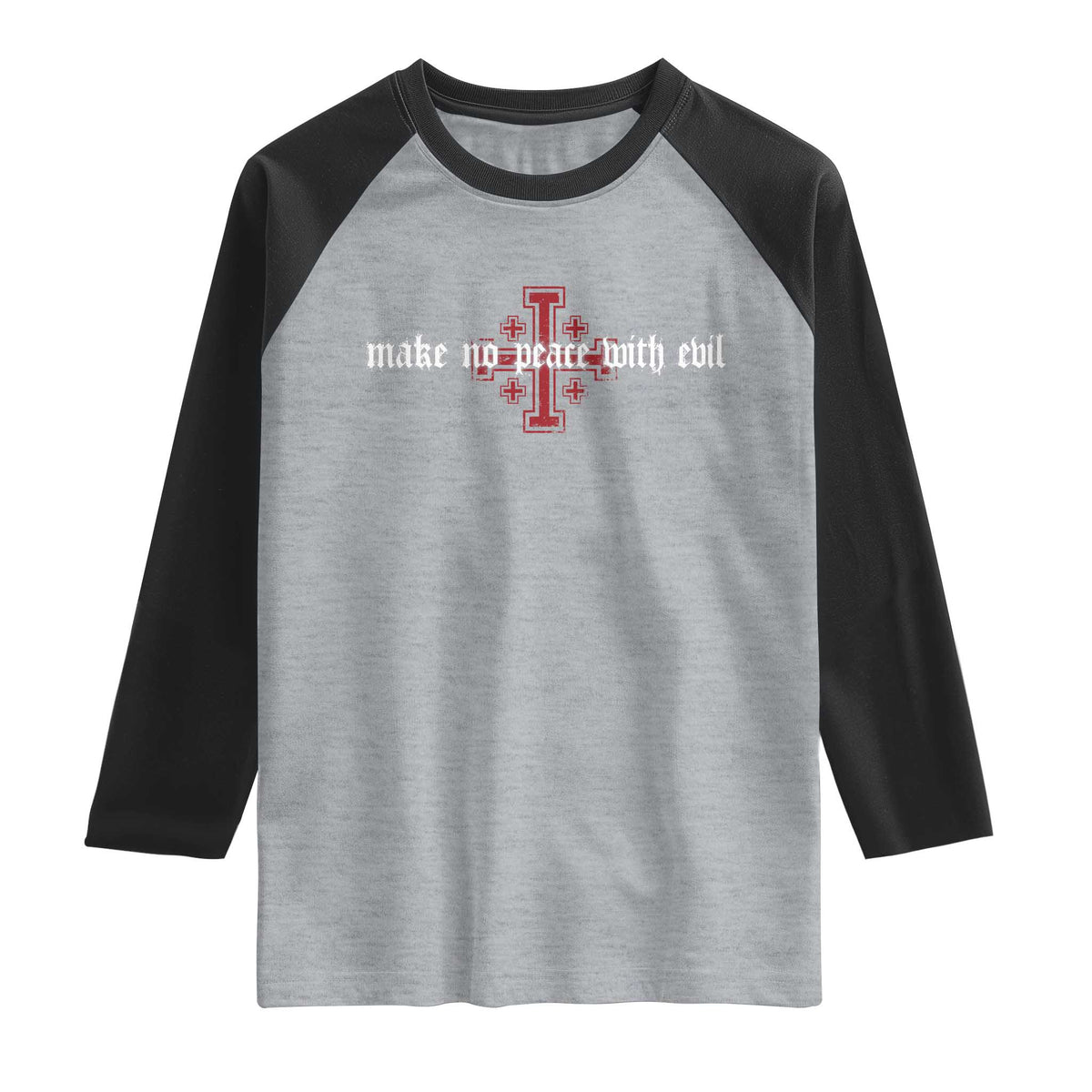 Make No Peace with Evil Knight Templar Jerusalem Crusade Cross Raglan Shirt