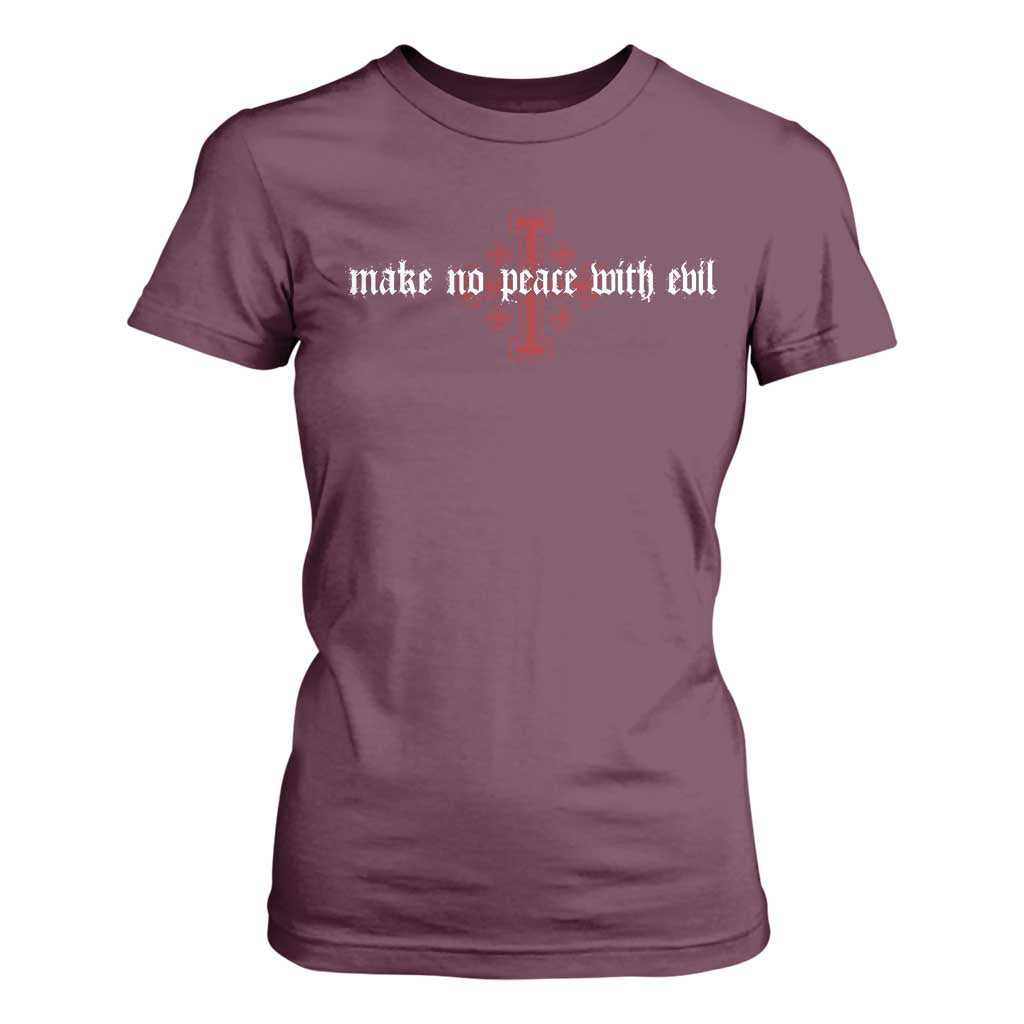 Make No Peace with Evil Knight Templar Jerusalem Crusade Cross T Shirt For Women