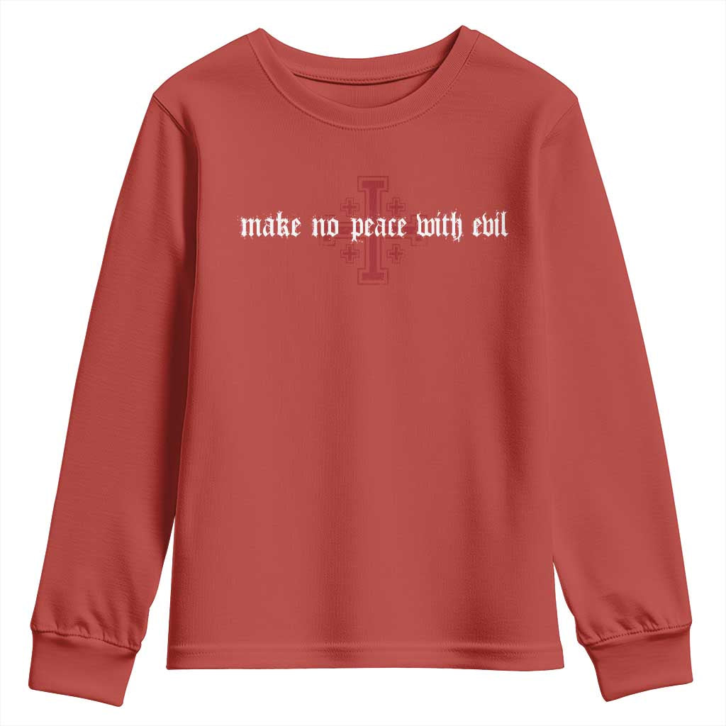 Make No Peace with Evil Knight Templar Jerusalem Crusade Cross Youth Sweatshirt