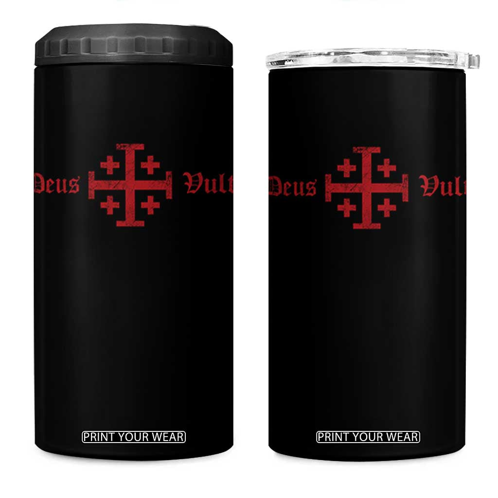 Deus Vult Catholic Knight Templar Crusader Cross 4 in 1 Can Cooler Tumbler