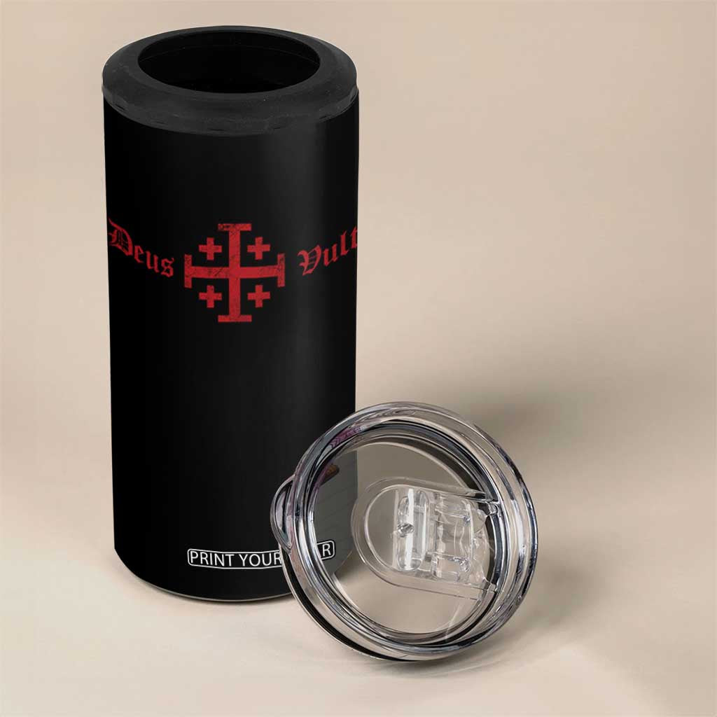 Deus Vult Catholic Knight Templar Crusader Cross 4 in 1 Can Cooler Tumbler