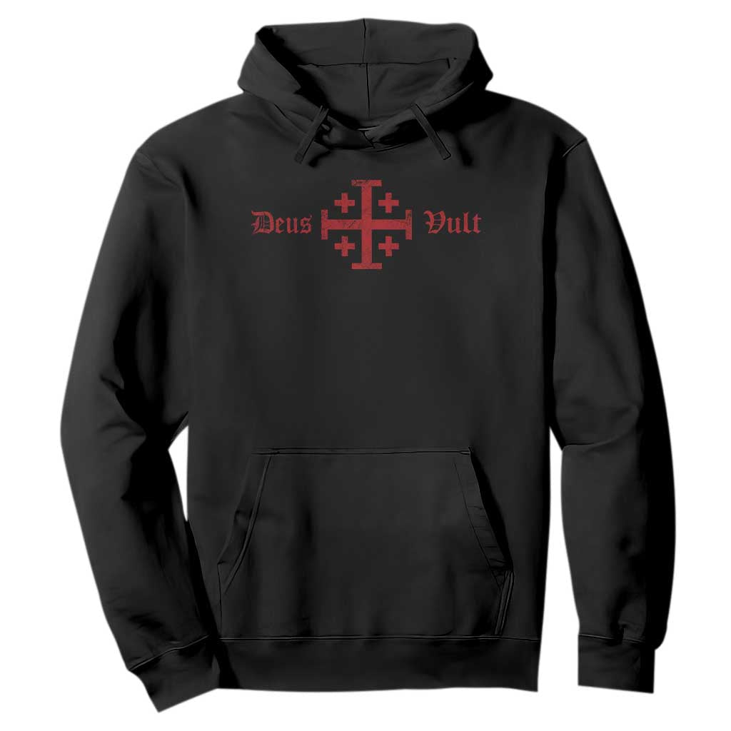 Deus Vult Catholic Knight Templar Crusader Cross Hoodie TS11 Black Print Your Wear