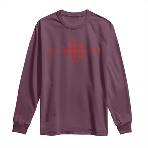 Deus Vult Catholic Knight Templar Crusader Cross Long Sleeve Shirt