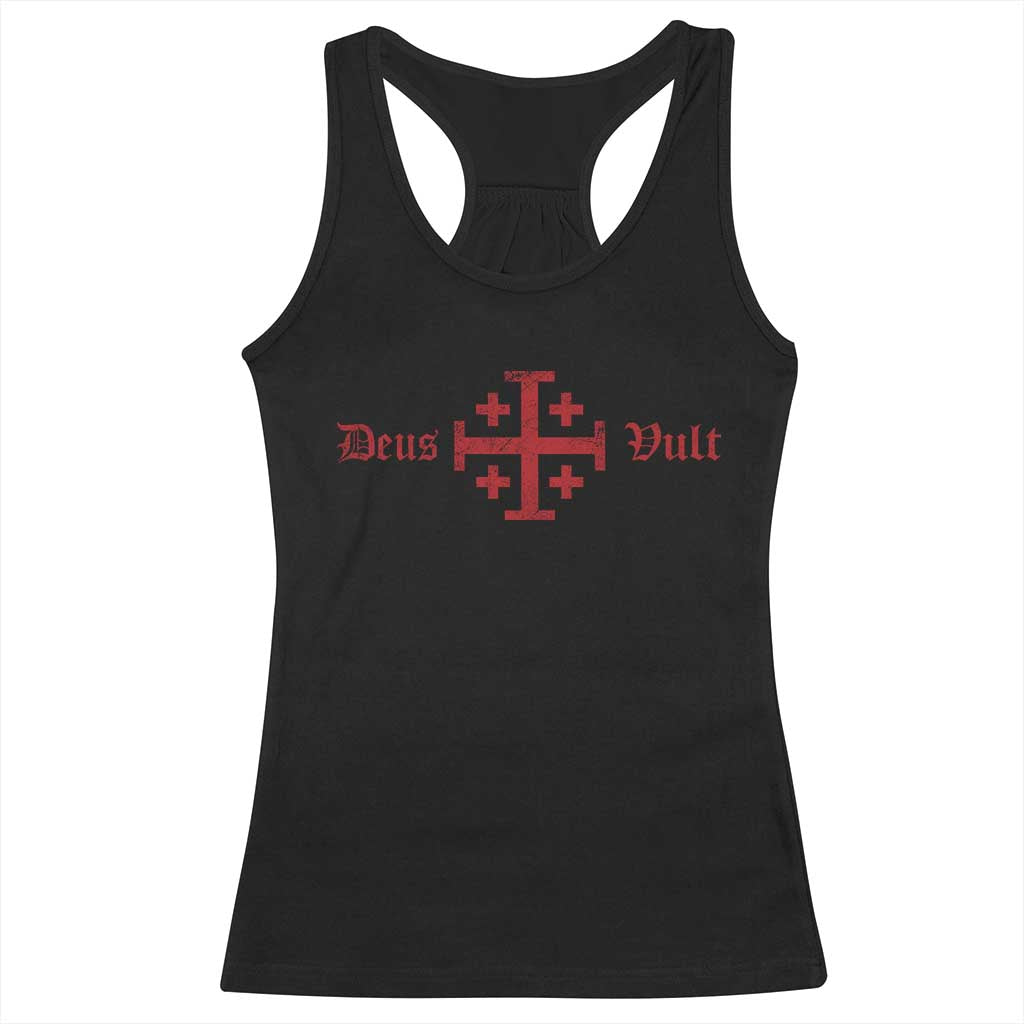 Deus Vult Catholic Knight Templar Crusader Cross Racerback Tank Top TS11 Black Print Your Wear