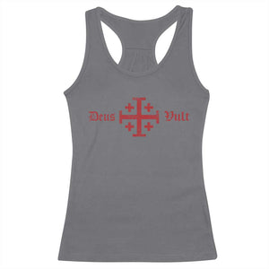 Deus Vult Catholic Knight Templar Crusader Cross Racerback Tank Top