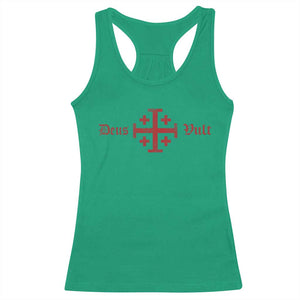 Deus Vult Catholic Knight Templar Crusader Cross Racerback Tank Top