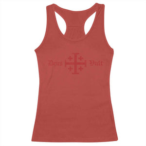 Deus Vult Catholic Knight Templar Crusader Cross Racerback Tank Top