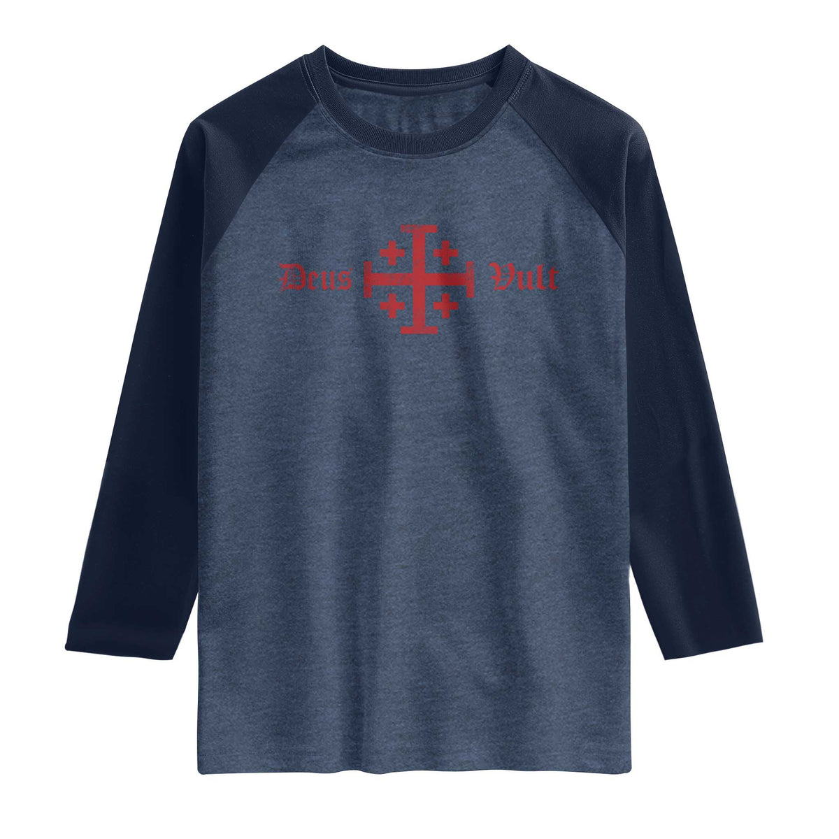 Deus Vult Catholic Knight Templar Crusader Cross Raglan Shirt