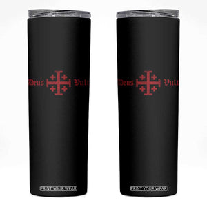 Deus Vult Catholic Knight Templar Crusader Cross Skinny Tumbler