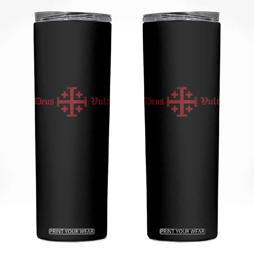 Deus Vult Catholic Knight Templar Crusader Cross Skinny Tumbler TS11 Black Print Your Wear