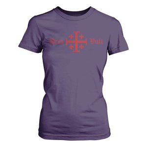 Deus Vult Catholic Knight Templar Crusader Cross T Shirt For Women