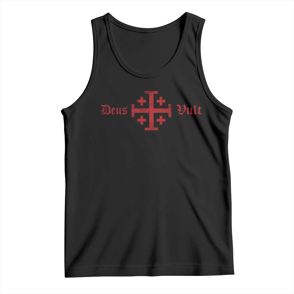 Deus Vult Catholic Knight Templar Crusader Cross Tank Top TS11 Black Print Your Wear