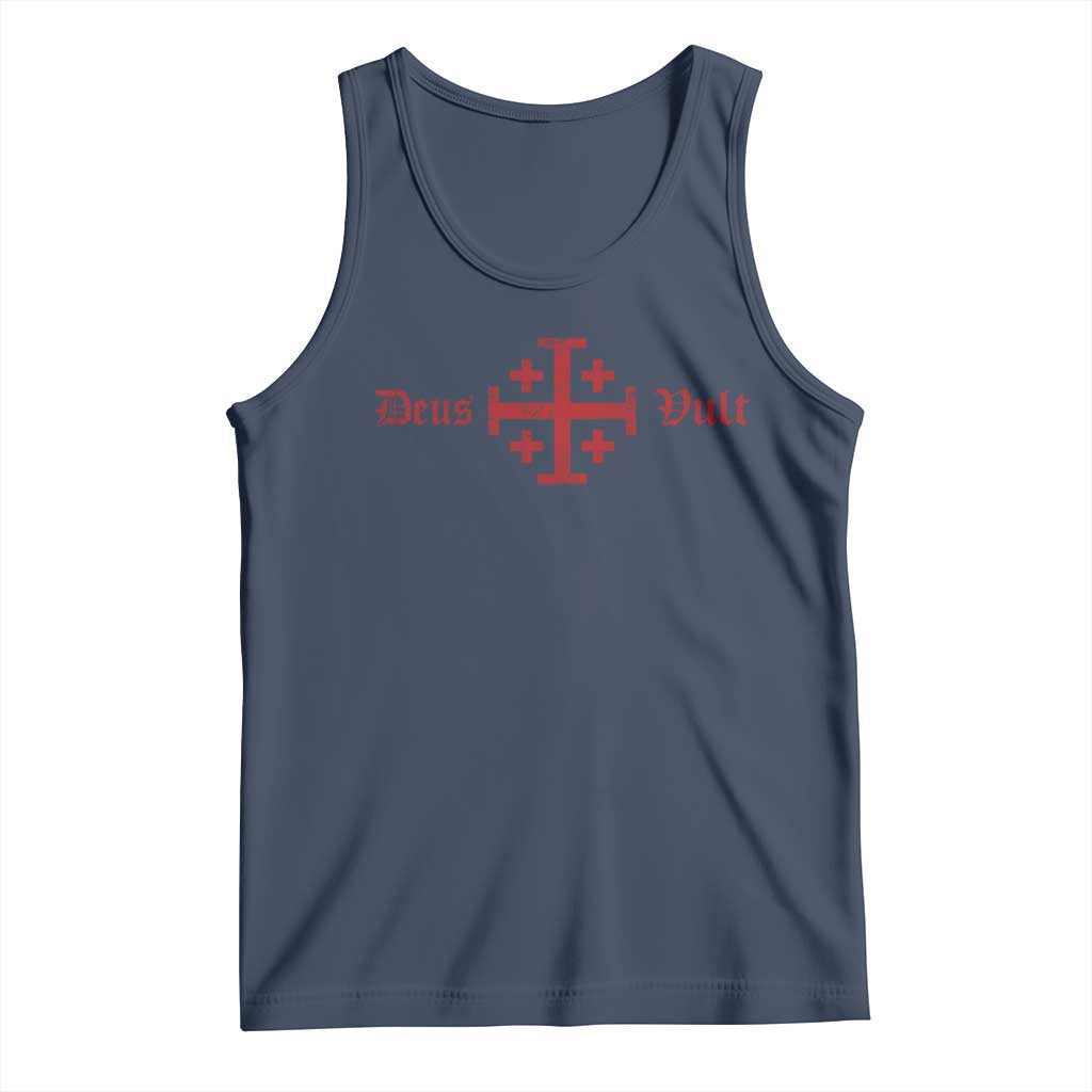 Deus Vult Catholic Knight Templar Crusader Cross Tank Top