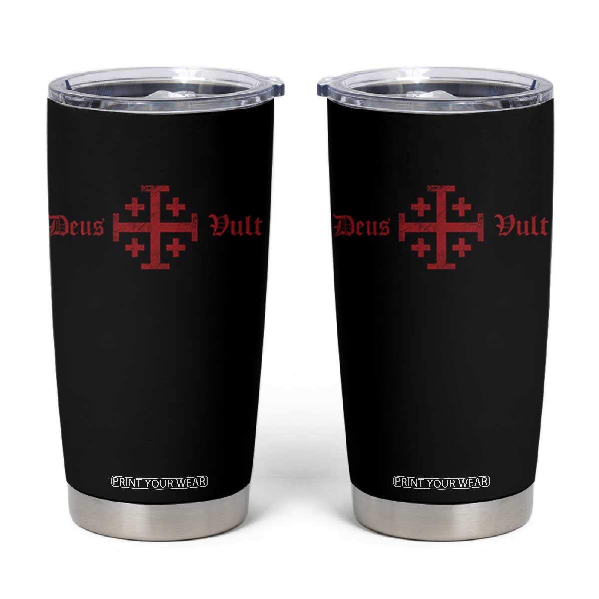Deus Vult Catholic Knight Templar Crusader Cross Tumbler Cup