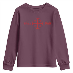 Deus Vult Catholic Knight Templar Crusader Cross Youth Sweatshirt