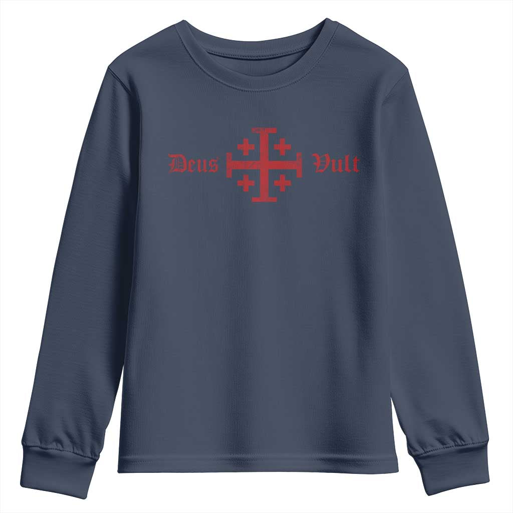 Deus Vult Catholic Knight Templar Crusader Cross Youth Sweatshirt