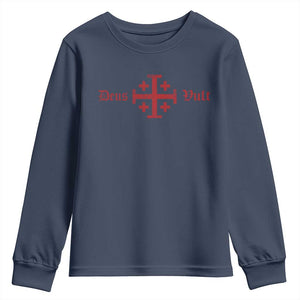 Deus Vult Catholic Knight Templar Crusader Cross Youth Sweatshirt