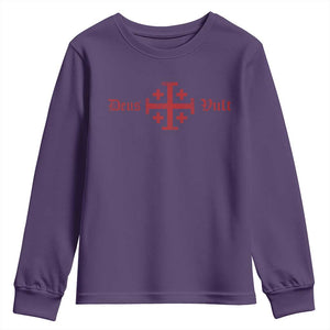 Deus Vult Catholic Knight Templar Crusader Cross Youth Sweatshirt