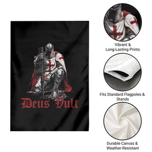 Deus Vult Knights Templar Gun Lover Garden Flag Crusader Cross Soldier of Christ