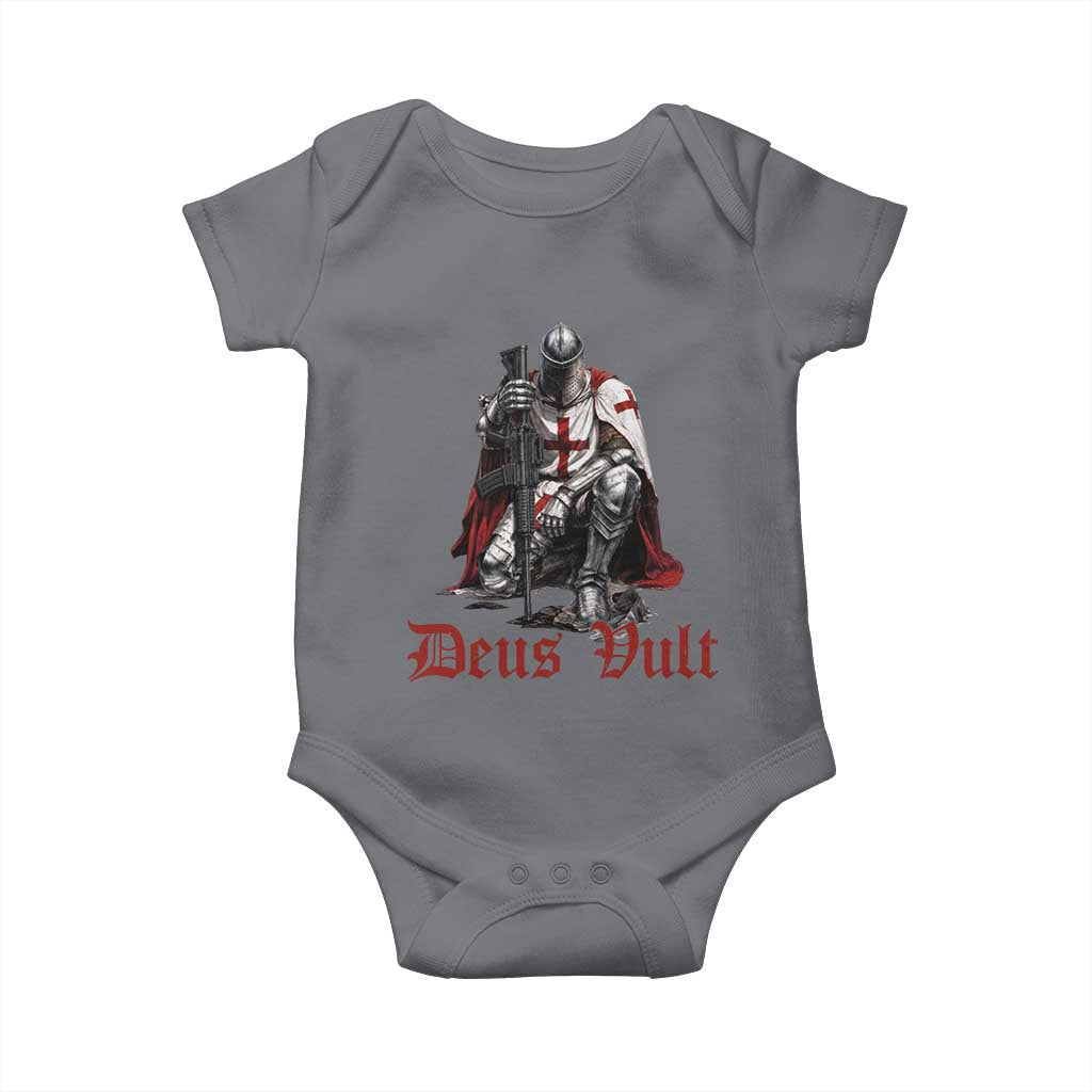 Deus Vult Knights Templar Gun Lover Baby Onesie Crusader Cross Soldier of Christ