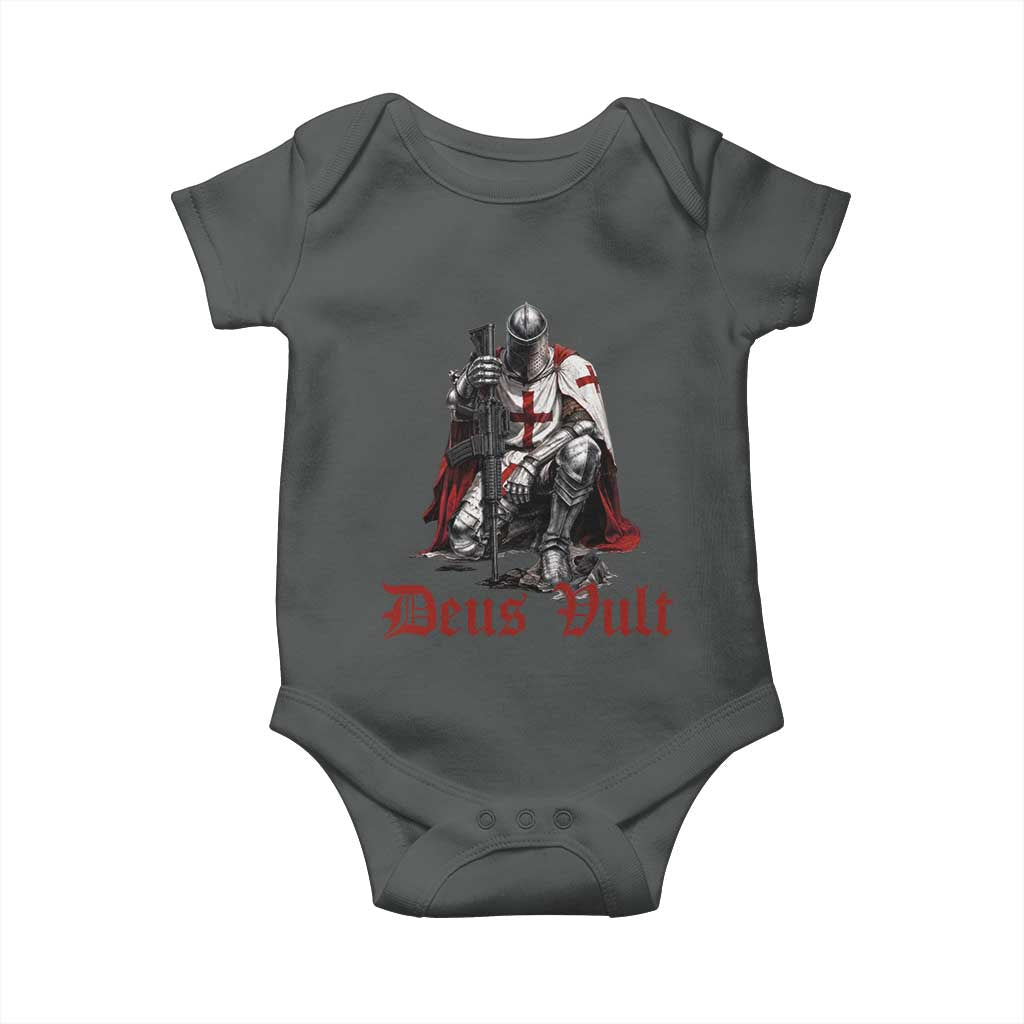 Deus Vult Knights Templar Gun Lover Baby Onesie Crusader Cross Soldier of Christ