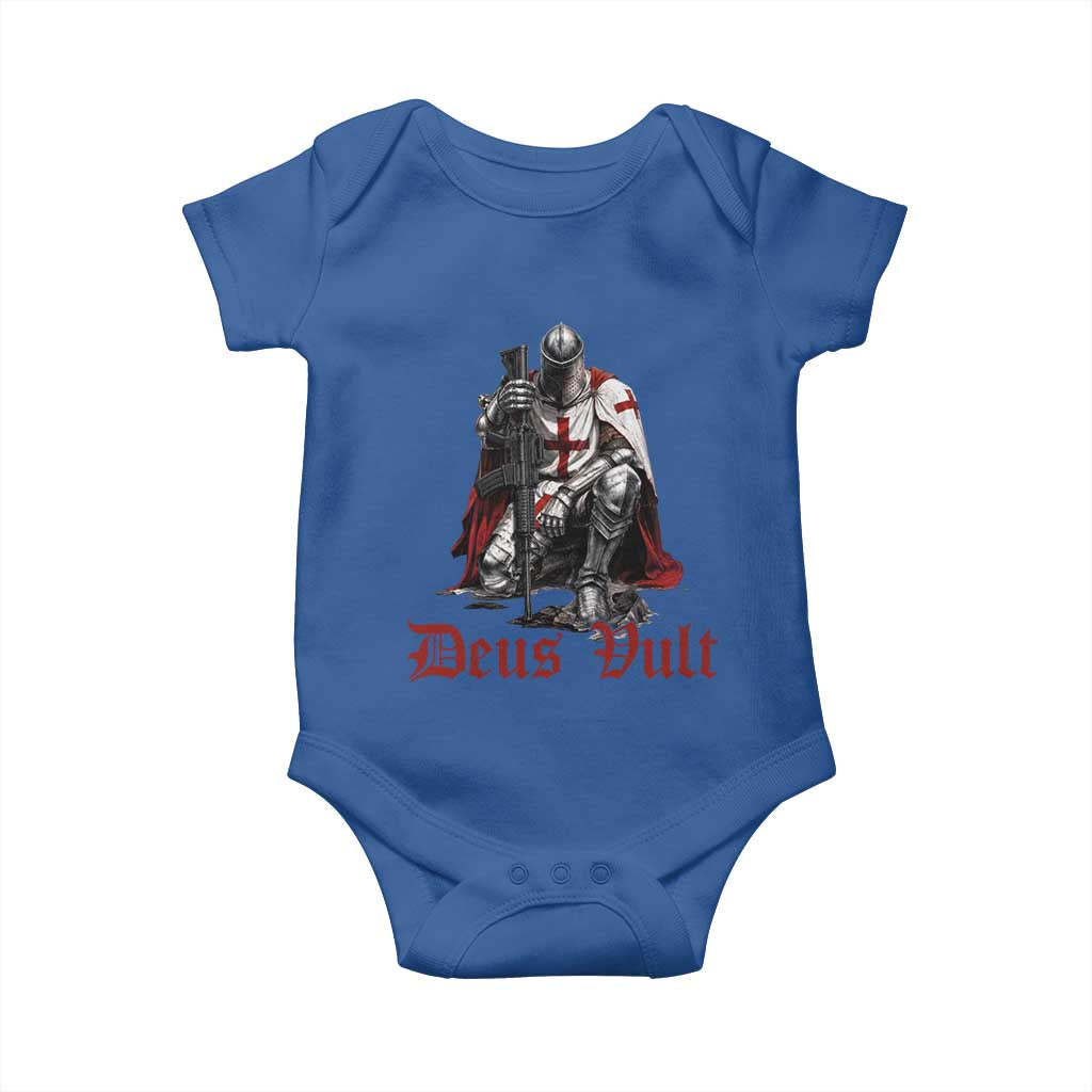 Deus Vult Knights Templar Gun Lover Baby Onesie Crusader Cross Soldier of Christ
