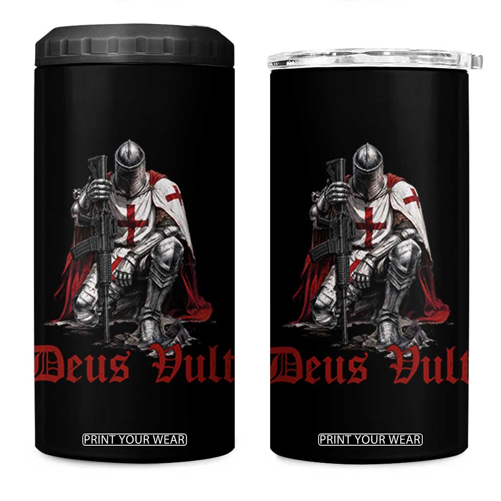 Deus Vult Knights Templar Gun Lover 4 in 1 Can Cooler Tumbler Crusader Cross Soldier of Christ