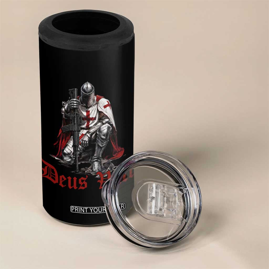 Deus Vult Knights Templar Gun Lover 4 in 1 Can Cooler Tumbler Crusader Cross Soldier of Christ