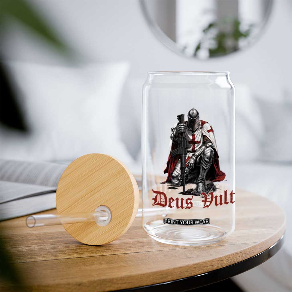 Deus Vult Knights Templar Gun Lover Glass Can Crusader Cross Soldier of Christ