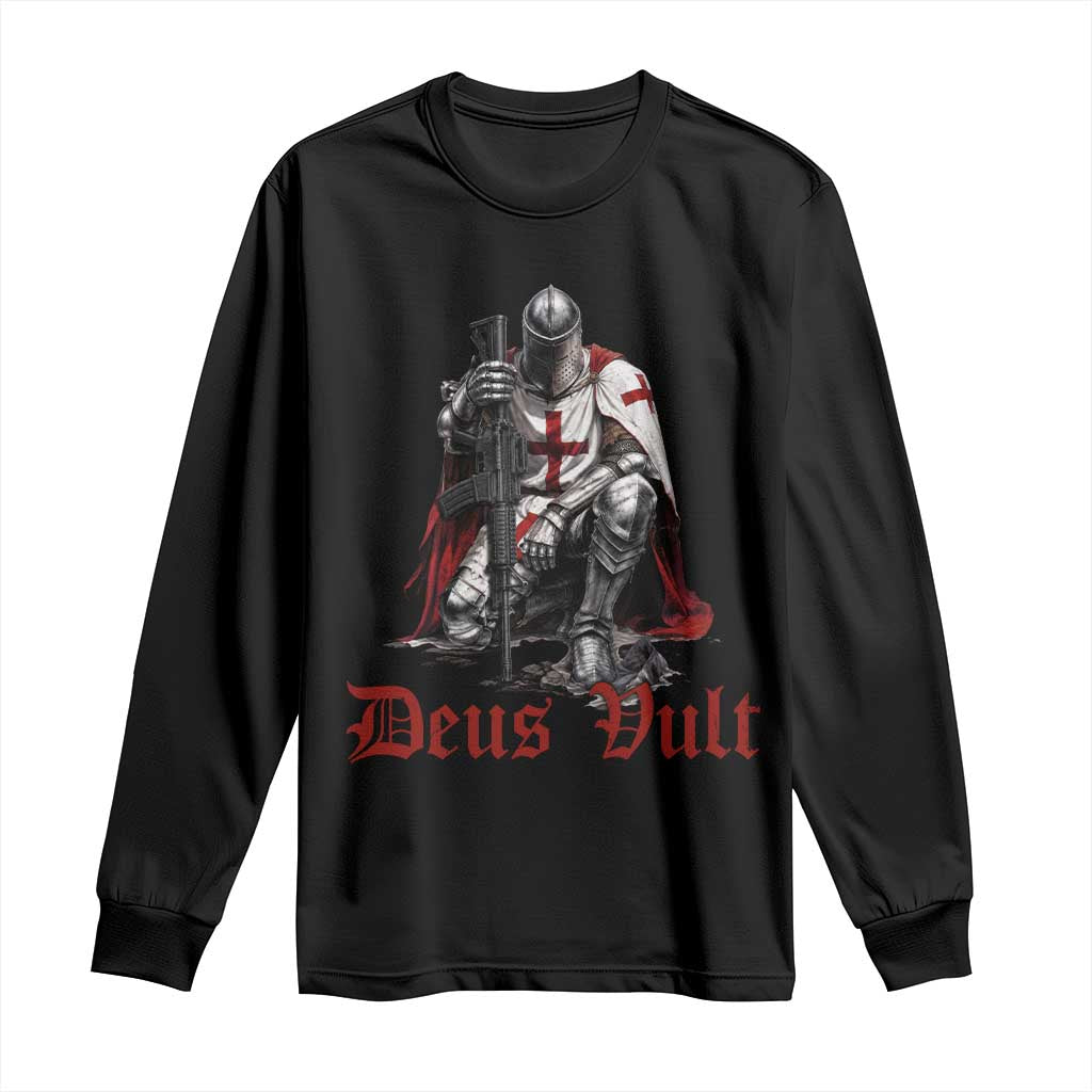 Deus Vult Knights Templar Gun Lover Long Sleeve Shirt Crusader Cross Soldier of Christ TS11 Black Print Your Wear